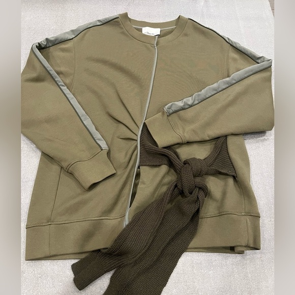 [M]3.1 Phillip Lim Khaki knit Tie Front Pullover Sweatshirt - Picture 2 of 8